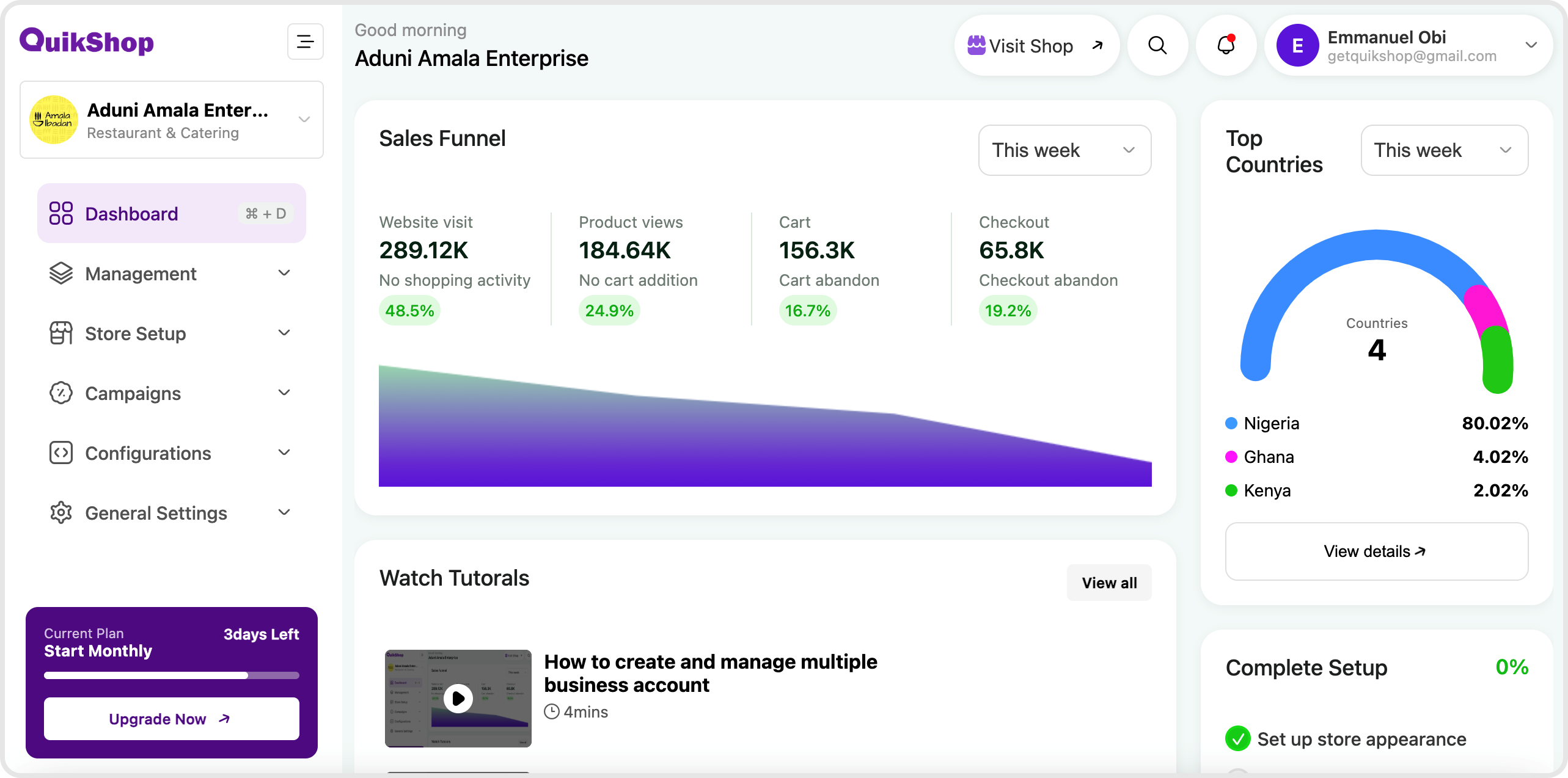 Preview of online store